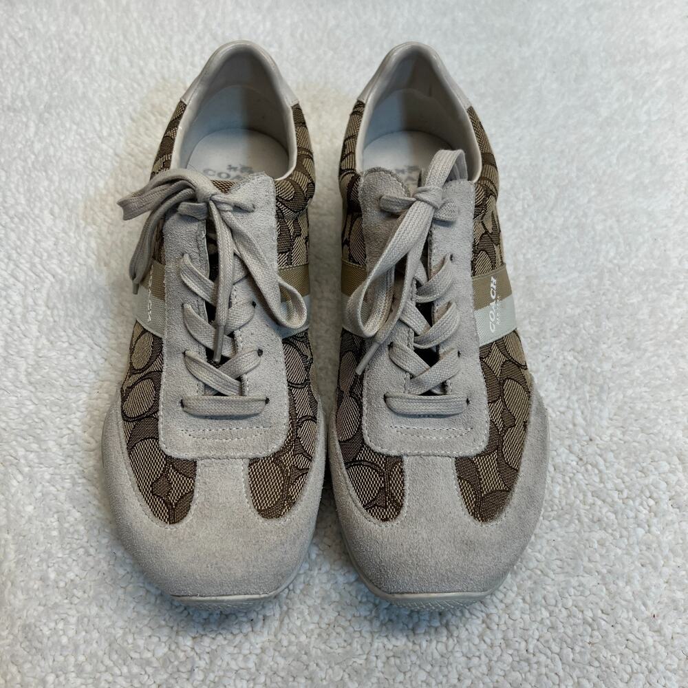 Coach Womens Sneakers Kelson Outline Shoes Khaki Chalk Size 9.5 B